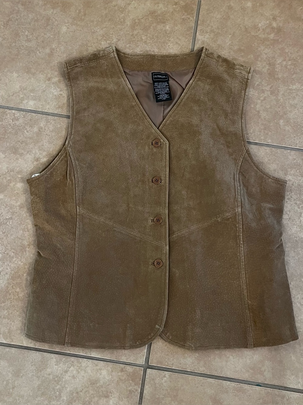 Outbrook 100% Leather Suede Western Vest Women Large 12/14